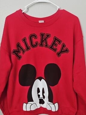Disney Red Sweatshirt with Black & White Mickey Graphic